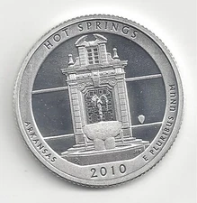 2010 S Silver Proof HOT SPRINGS Quarter - 90% Silver