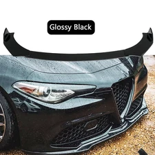 Glossy Black Front Bumper Lip Diffuser For 16-22 Alfa Romeo Giulia Sport Sedan
