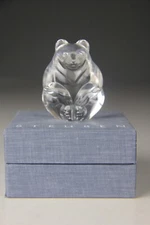 Steuben Crystal Bear Figurine Paperweight / Hand Cooler w/ Original Box