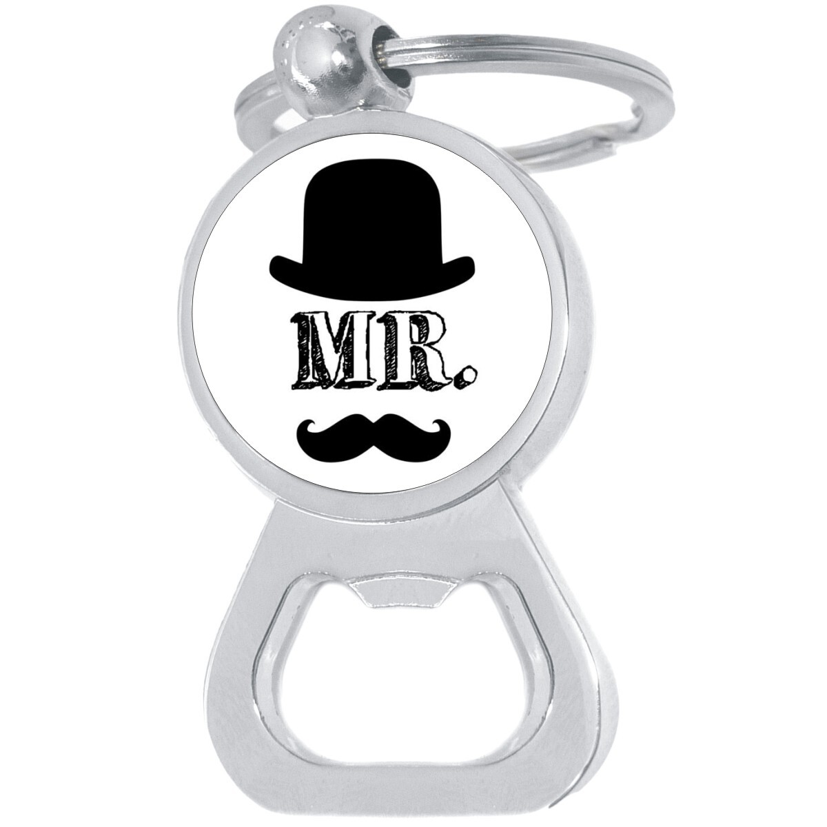 Mr Moustache Bottle Opener Keychain – Durable Metal Beer & Bar Tool Key Ring