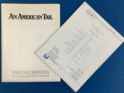 American Tail ORIGINAL American Press Kit, Synopsis + Stills Don Bluth 1986