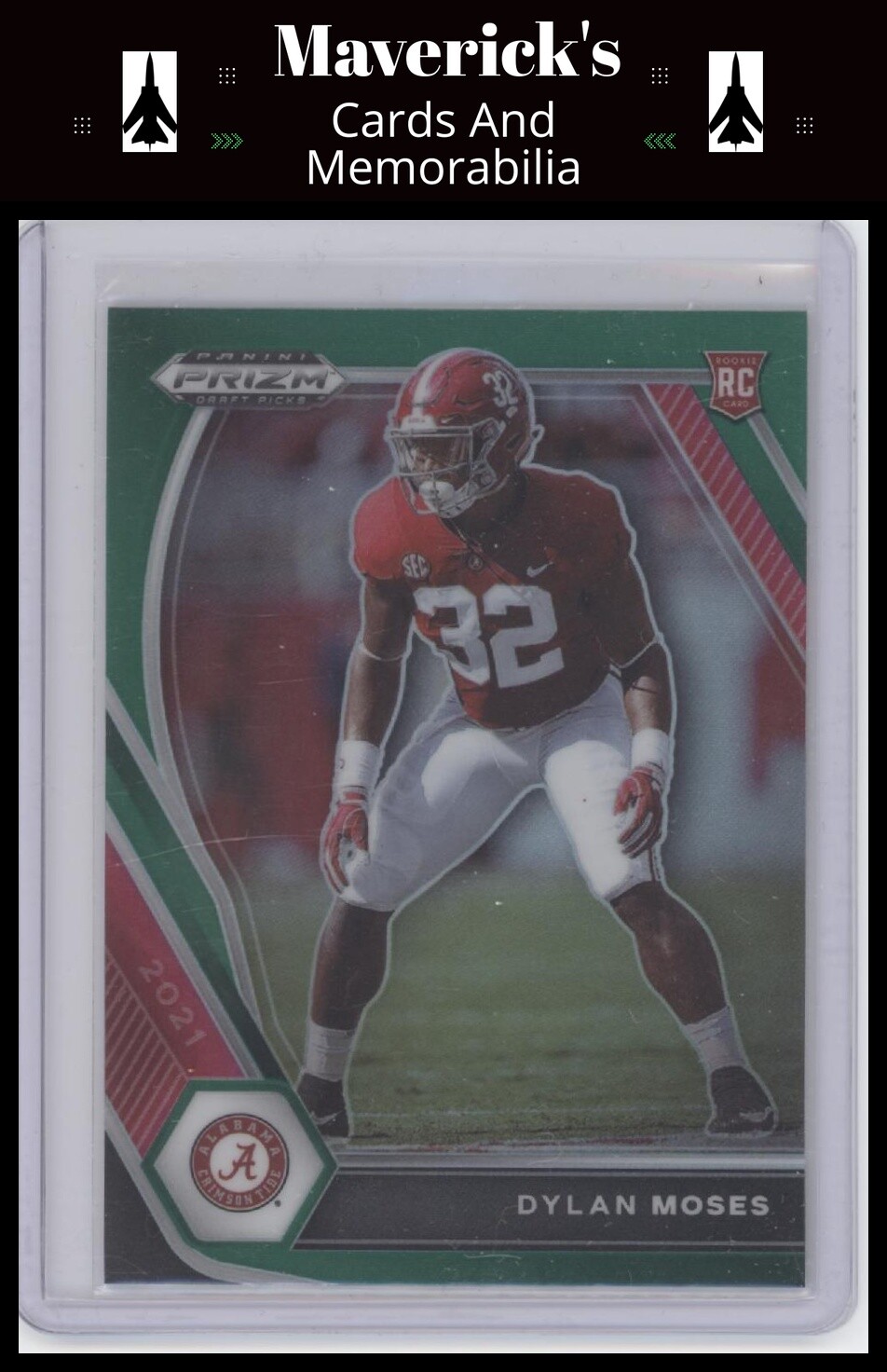 Dylan Moses 2021 Panini Prizm Draft Picks Collegiate Green Alabama