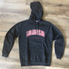 SHEIN Women's Los Angeles Long Sleeve Black Hoodie, Size Medium