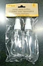 2pk REFILLABLE 2oz PUMP-SPRAY BOTTLES Clear Travel Crafts Etc - FREE USA SHIP