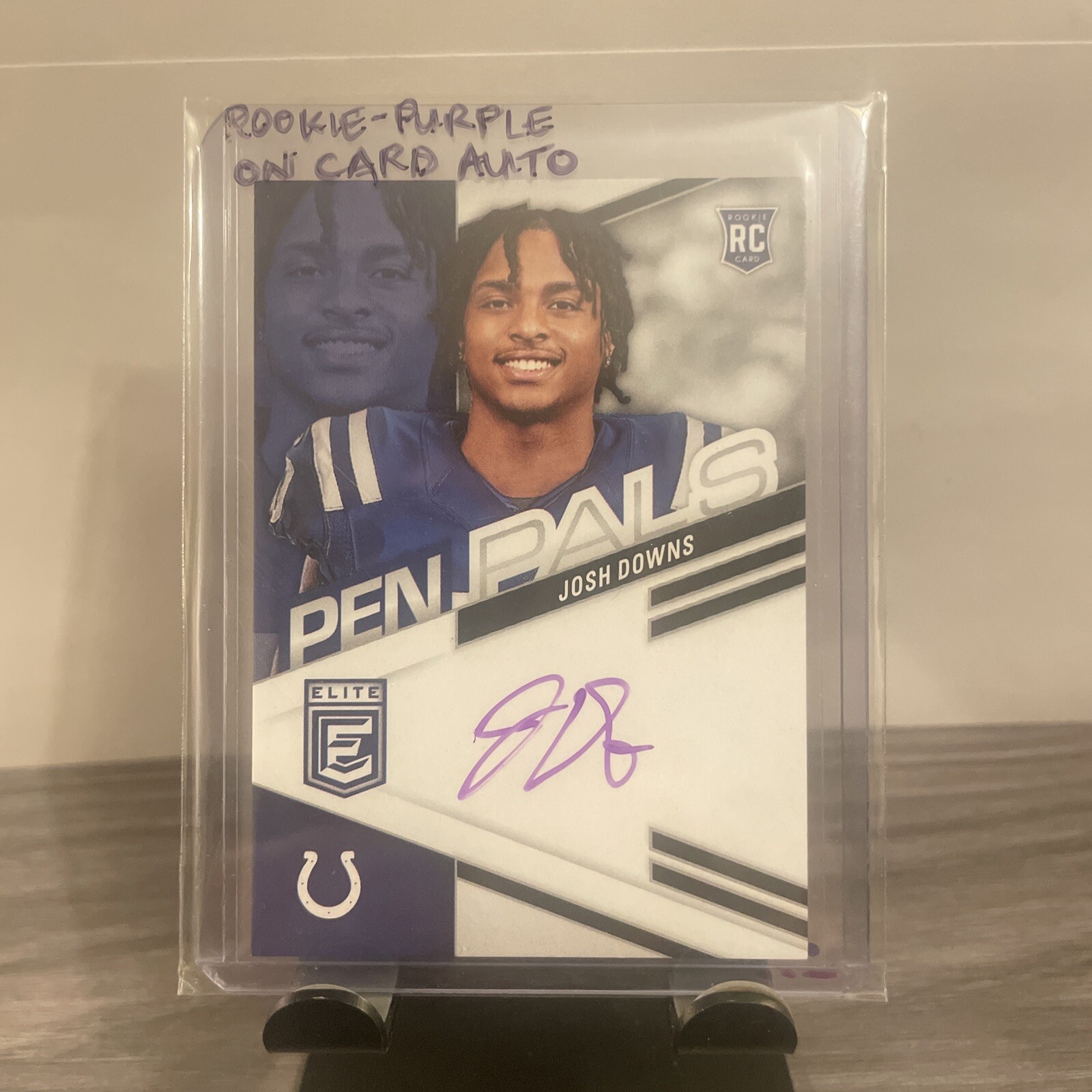 2023 Elite Josh Downs Pen Pals PURPLE INK on card SP Rookie Auto RC