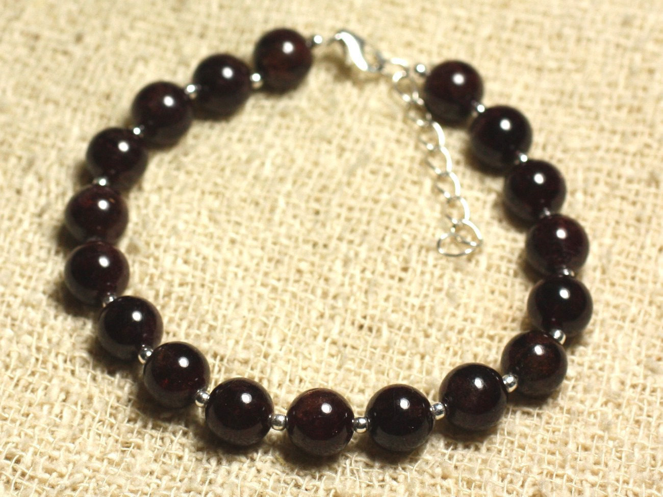 Bracelet Grenat 8mm en Argent 925 pour stimuler l'énergie vitalité