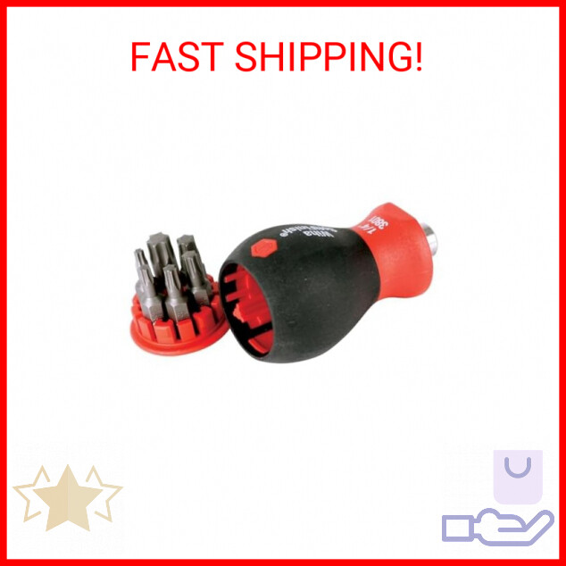 Wiha 38045 6-in-1 Stubby Screwdriver with Torx Bits