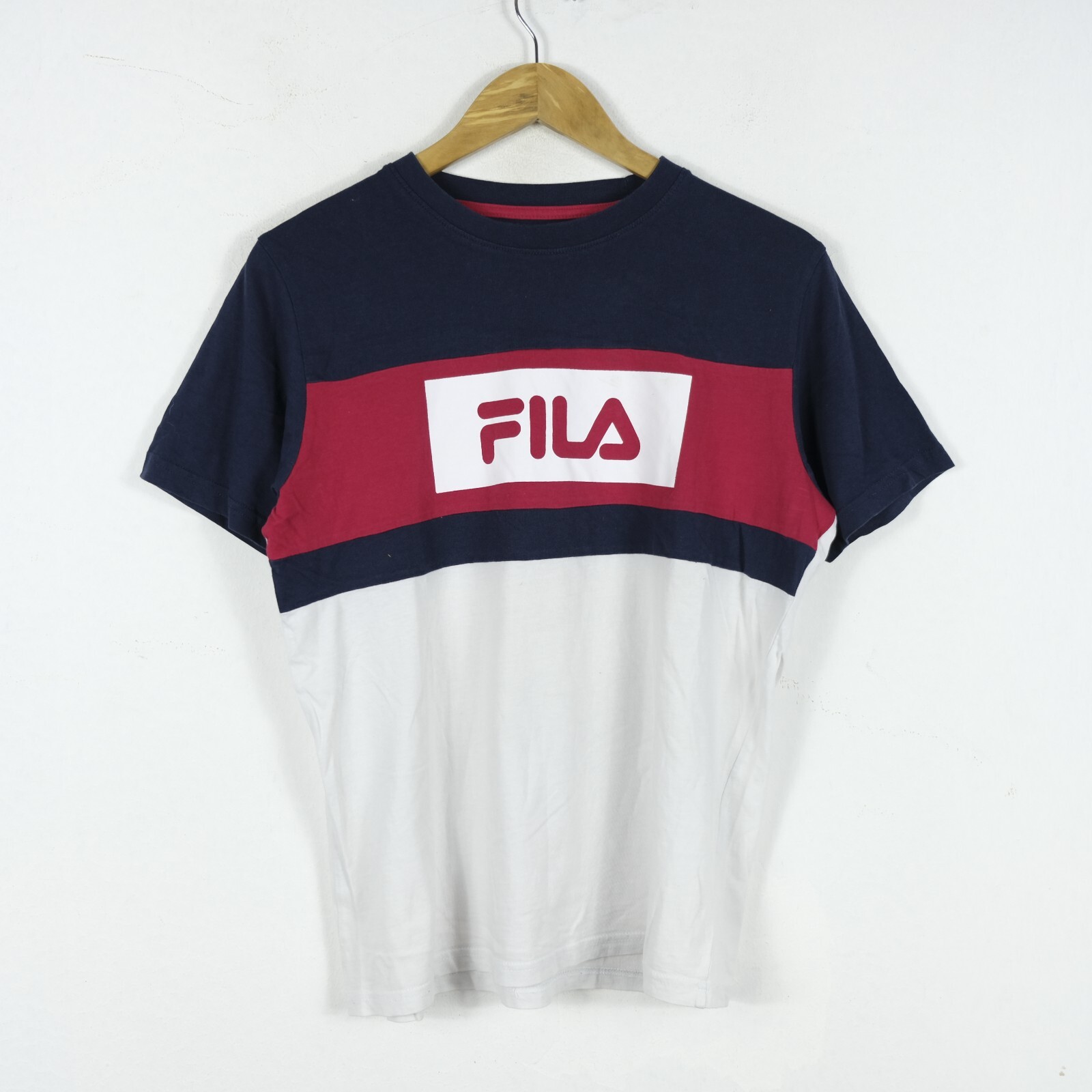 Maglia Fila Taglia S Uomo Logo Comodo Cotone Pratico Tinta Unita Bianco Man