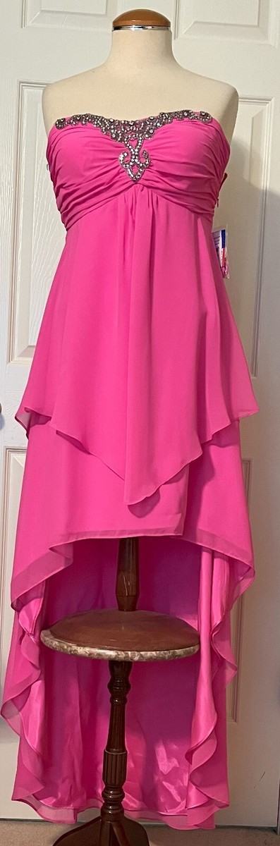 morgan and co pink dress & Co. High Low Hem Beading Strapless Junior Girls Size 5/6 Spaghetti straps add a delicate and youthful touch Morgan & co. pink -