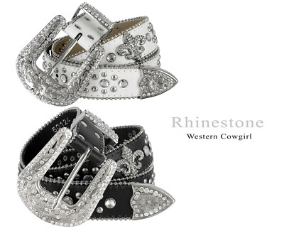 NWT White and Gold Studded Rhinestone Conch Belt Nocona Girl main image 4