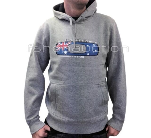 Oakley Brisbane Hoodie Grey Size S Mens Australia Flag Fleece Jumper Sweater