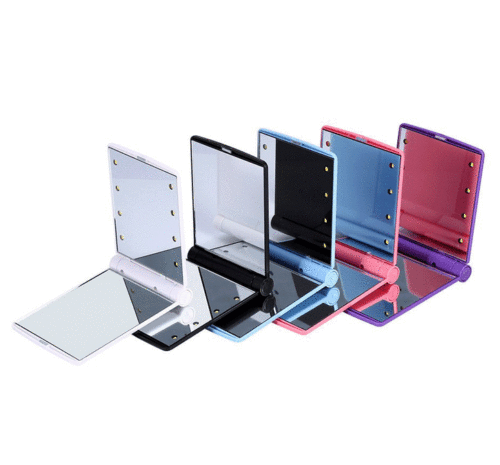 Makeup Compact Mirror Cosmetic Folding Portable Pocket with 8 LED