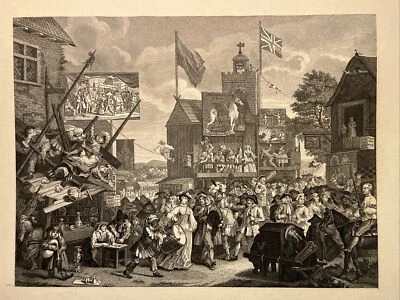 William Hogarth Antik Stahlstich Engraving Stich Southwark Fair Illustration RAR - Bild 1 von 4