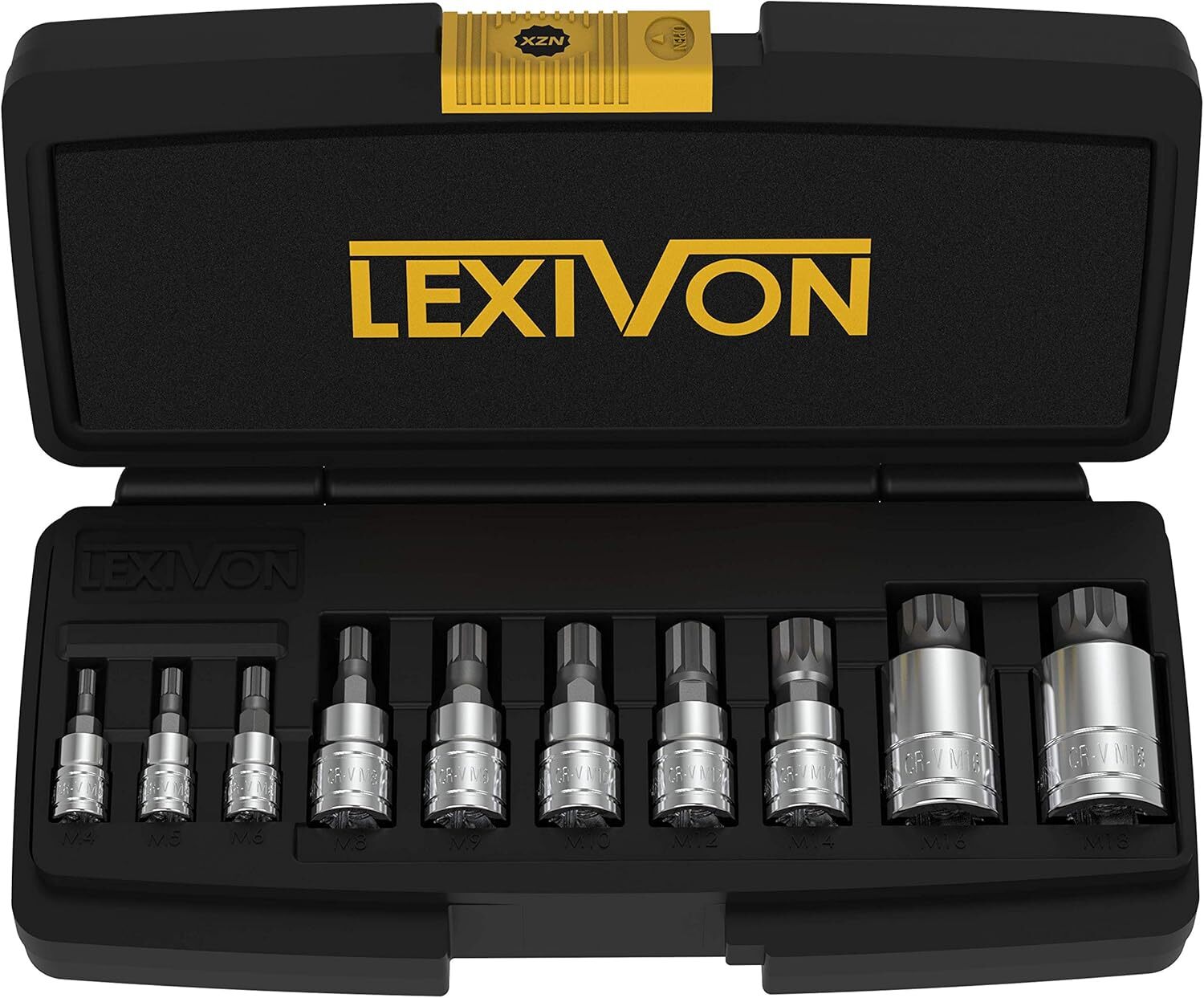 Lexivon XZN Triple Square Spline Bit Socket Set Premium S2 Alloy 