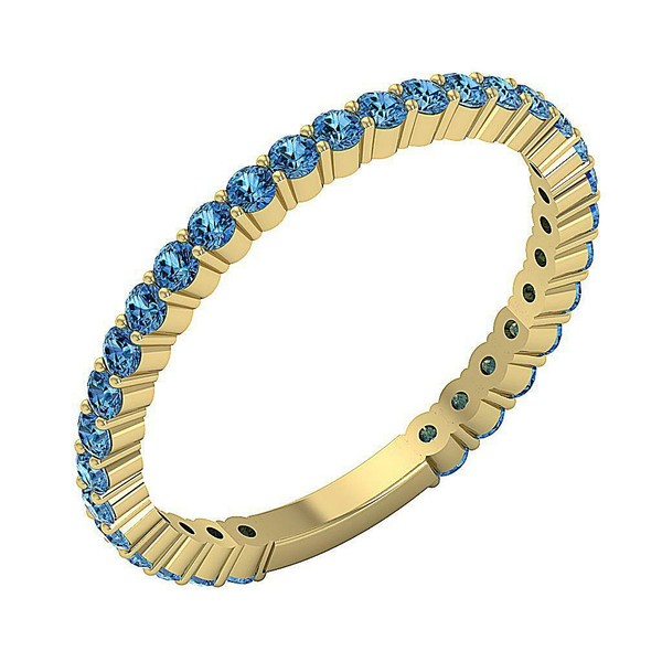 Eternity Engagement Ring I1 G Natural Blue Diamond 0.90 Ct 14K White Gold 2.00MM