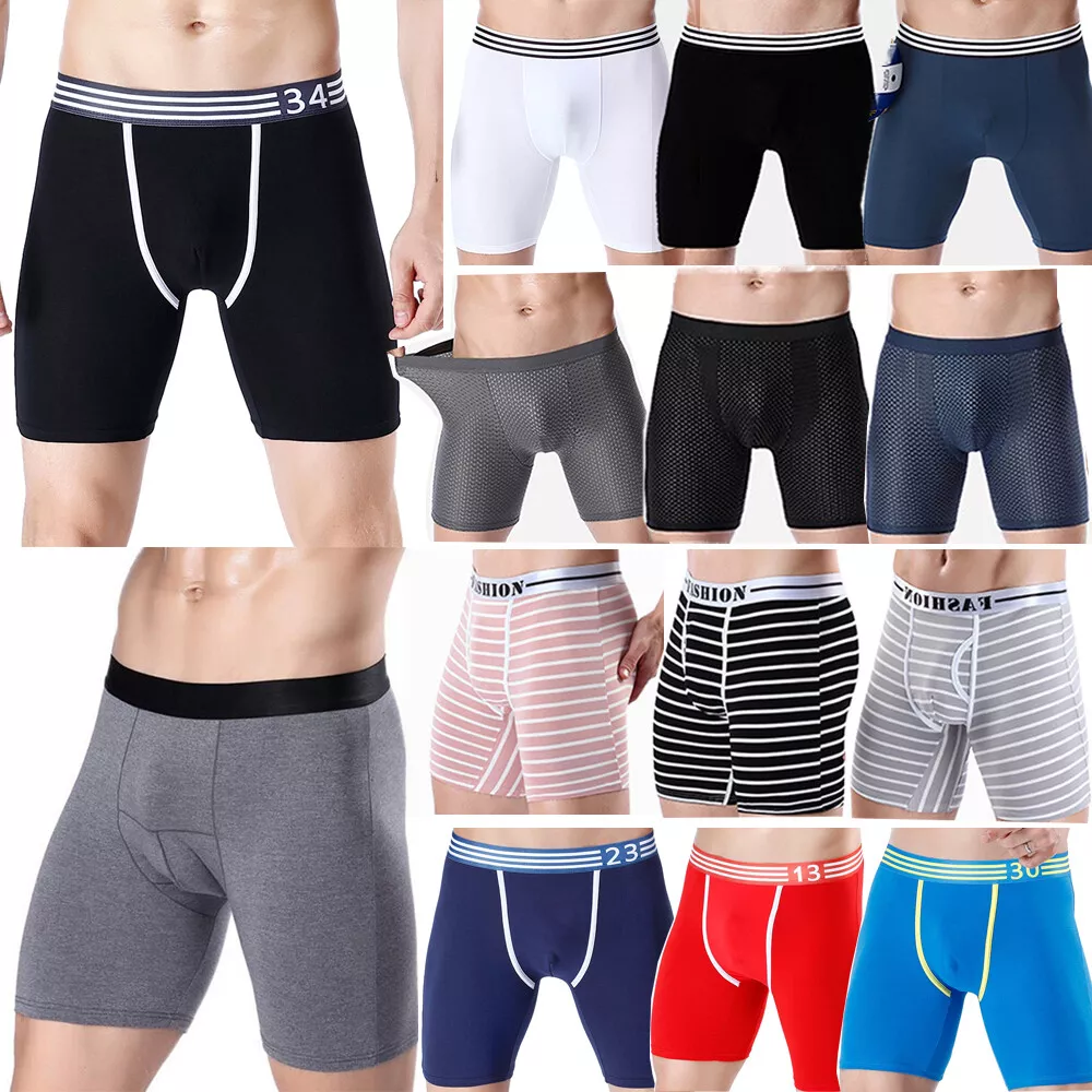 Herren Lang Bein Boxershort Slip Sport Baumwolle Unterw sche