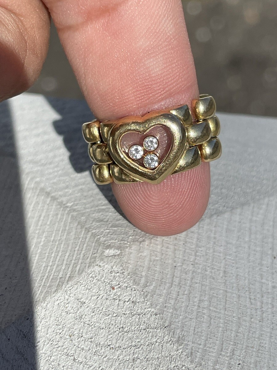 Chopard Happy Diamond Heart Ring 18K Yellow Gold Flexible Chopard Happy Diamond Heart Ring 18K Yellow Gold Flexible