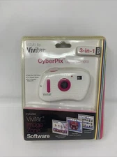 VIVITAR WHITE + PINKV STYLE CYBERPIX 3-IN-1 DIGITAL CAMERA W IMAGE ZONE SOFTWARE