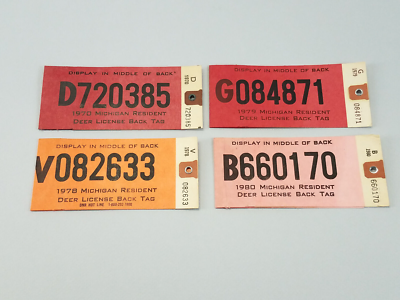 Ancien Permis De Chasse Michigan Résident 1960 étiquette Arrière Vintage B33590