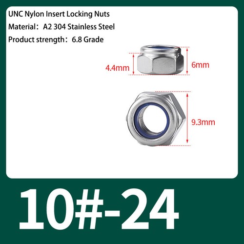 UNC Nyloc Nuts Insert Lock Nuts 1/4" 5/16" 3/8" 1/2" A2 Stainless Steel Lock Nut - Imagen 11 de 15