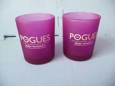 2 pc glasses The Pogues Streams of whiskey Irish purple unused rare vintage