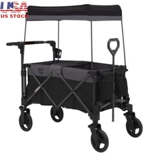 All-Terrain Foldable Stroller Wagon Kids 2 Seater Safety Harness Storage Outdoor