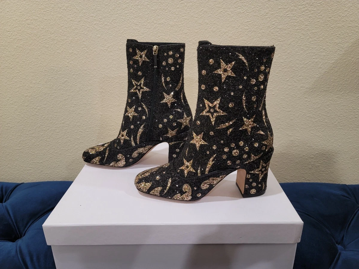 Black and Gold Star Christian Dior D-Circus High Heel Low Boots Size 36.5