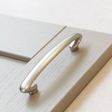 Image of Nickel Kitchen Cupboard Handle 128mm Matt Brushed Bow Cabinet Door Drawer Pull