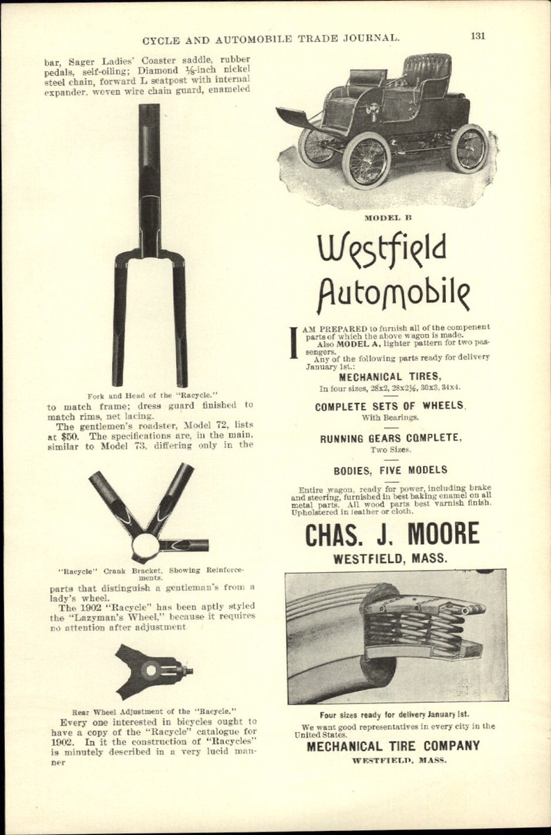 1902 PAPER AD 2 PG Article Racycle Bicycle Miami Model 72 