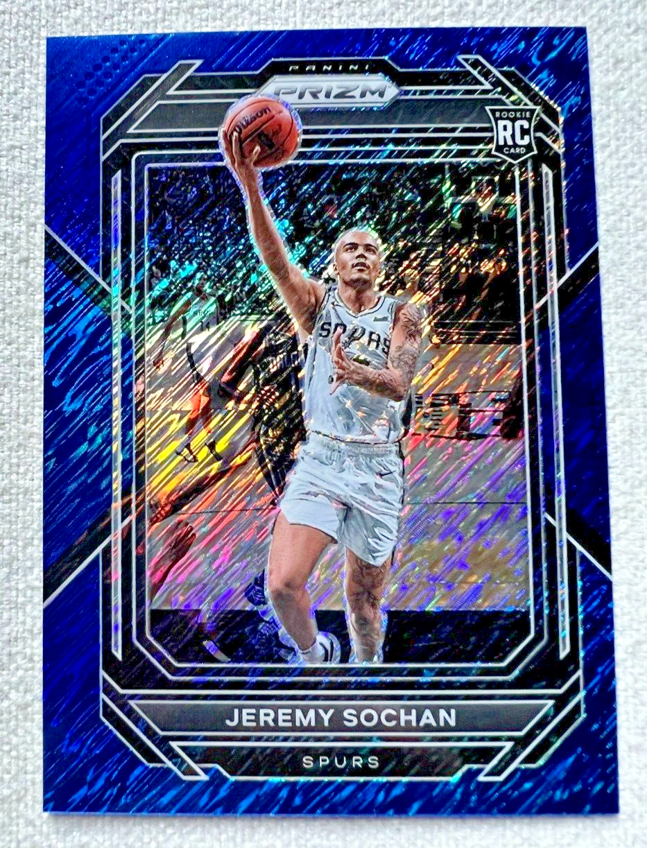 2022-23 Panini Prizm FOTL Jeremy Sochan Blue Shimmer Rookie /35 #263 CLEAN Card!