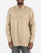 Dickies Men's 574 Khaki Long Sleeve Twill Uniform Work Shirt Size Medium M NEW