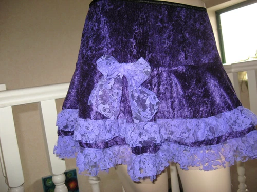 Purple Gothic Velvet Skirt Lace black Lolita Party Hippy Festival  gift