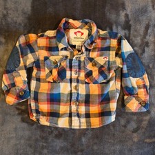 Appaman Kids Plaid Flannel Button Down Shirt Elbow Patches Multi Color 6-12M