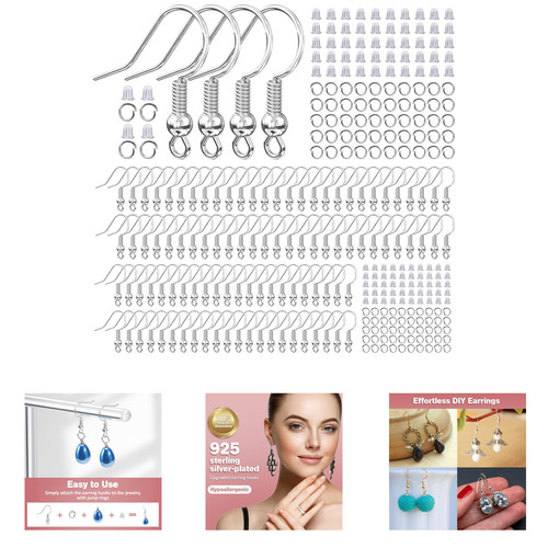 Sterling Silver Earring Hooks Hypoallergenic Jewelry Making Findings 300 Pcs