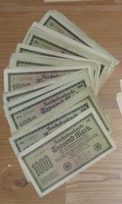 10 Stück Reichsbanknoten , Deutsches Reich 1000 Mark, siehe scan