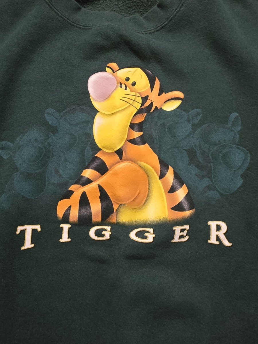 Vintage Disney Store Tigger Sweatshirt Adult XL Green Crewneck 