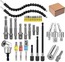 32Pcs Flexible Drill Bit Extension Right Angle Drill Adapter Shaft Extension Bit