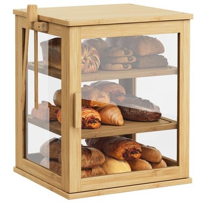 WOWLIVE Bamboo Bread Box for Kitchen Countertop, Large 3 Layers Bread Storage...