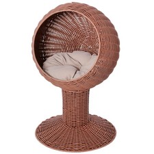 Elevated Cat Bed, Natural Mat Grass Woven Kitty House, Brown