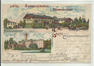 Litho AK Erdmannsdorf Myslakowice Riesengebirge Hirschberg Hotel 1898