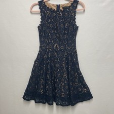 City Triangles Navy Blue Lace Overlay Sleeveless A-Line Dress Sz 3