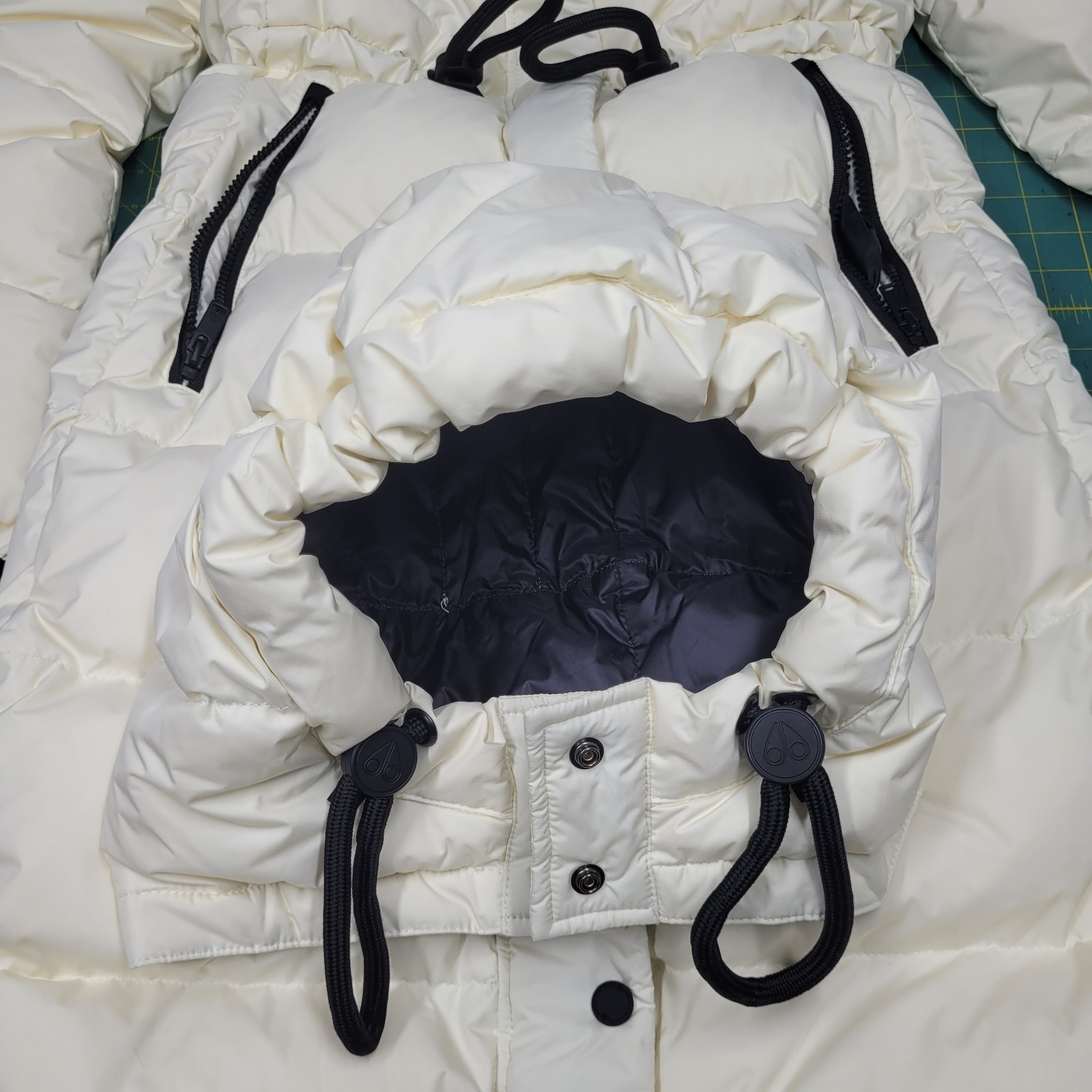 Moose Knuckles Belle Cote Down Parka White Puffer Coat Hooded Jacket Size S/P image 5