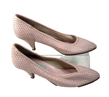 Vintage Tiffany Originals Kitten Heel Woven Leather Pink 39