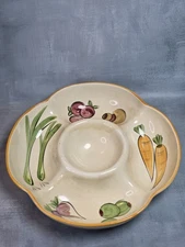Veggie Vegetable Tray /Chip And Dip Dish 1970's MCM Los Angeles Pottery Vintage 