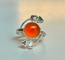 Natural Carnelian Ring 925 Sterling Silver Handmade Gemstone Jewelry For Women
