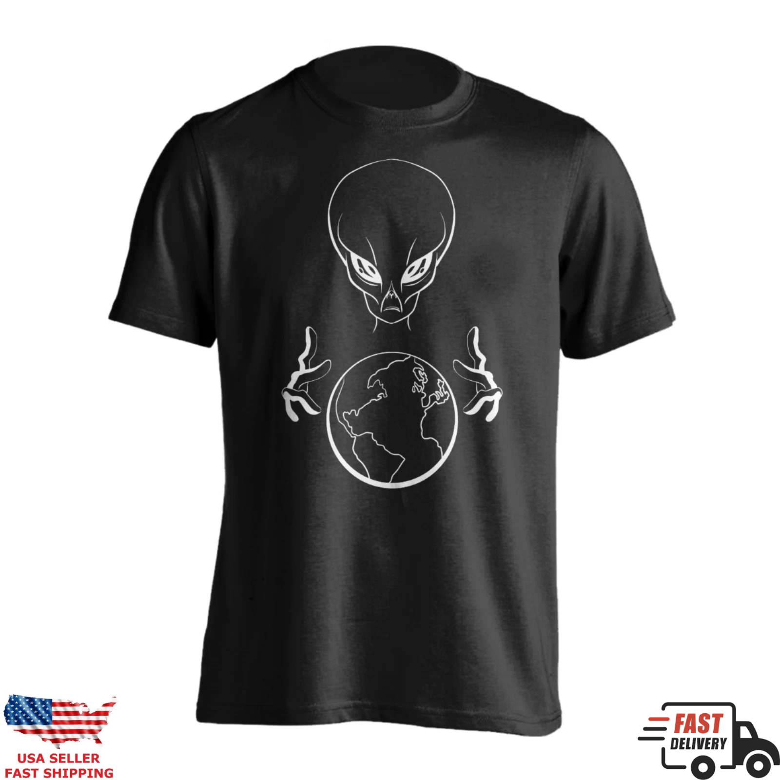 Minimal Alien Earth Shirt Sci Fi UFO Space Aesthetic Graphic Tee