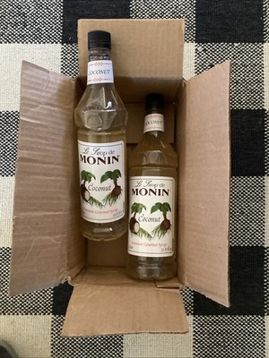 TWO LE SIROP DE MONIN COCONUT PREM. GORM. SYRUP NEW/SEALED 1 LITRE EXP. 12/26