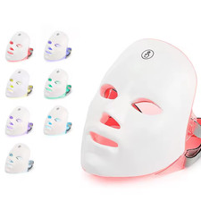 7-Color LED Light Therapy Facial Mask with Neck Coverage for Skin Tightening