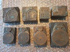 Lot Of 8 Antique PRINTING BLOCKS PRESS STAMPS 