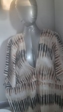 Principles Women’s Size 16 Abstract Shift Midi Dress V-Neck Short Sleeve Beige